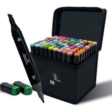 Esranın Dünyası 80 Adet Çift Taraflı Marker Kalem Seti - Rengarenk, Çantalı