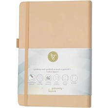 Esranın Dünyası Bej Renkli Sert Kapaklı Lastikli Noktalı Defter - 14 x 20 cm