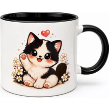 Sevimli Kedi Tasarımlı Porselen Kupa Bardak – Kedi Desenli Kahve ve Çay Kupası