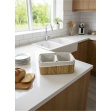Woof Home 3\'lü Bambu Sepet Seti - Çok Amaçlı Banyo ve Mutfak Düzenleyici Saklama Kutusu Dolap Içi Organizer\"
