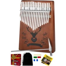 Esranın Dünyası Hakiki Maun Ağacı 17 Tuşlu Kalimba Seti (Türkçe Metod Çanta Çekiç)