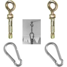 Esranın Dünyası Metal Çelik Dübel ve Karabina ile 2'li Salıncak Hamak Tavan Asma Aparatı