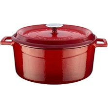 Esranın Dünyası 28 cm Döküm Demir Yuvarlak Tencere, Kırmızı