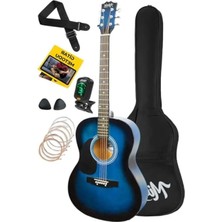 Esranın Dünyası Kaliteli Mavi 40 Inç Akustik Gitar Seti, 4/4 Yetişkin