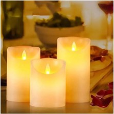 Esranın Dünyası Dekoratif Alevsiz LED Işıklı Pilli Mum Seti - 3 Farklı Boy
