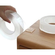 Esranın Dünyası Şeffaf Çift Taraflı Nano Bant, 3 Metre, Güçlü Silikon Jel Yapıştırıcı