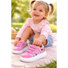 Almira Anne Bebek Kız Çocuk Spor Ayakkabı Kırmızı Pembe Renkli Baskılı Kaymaz Taban
