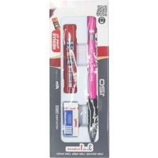 Esranın Dünyası 3'lü Okul Seti - Kalem, Silgi ve Hediye Min, Pembe