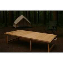 Esranın Dünyası Sabit Ayaklı Katlanır Kamp Masası 70X120 cm - Ham Naturel Renk