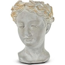Esranın Dünyası Gri/altın Kadın Baş Saksı, 16.5 cm