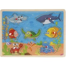 Esranın Dünyası 7 Parçalı Eğitici Tahta Puzzle - Deniz Hayvanları Temalı