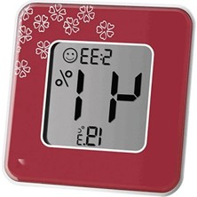 Esranın Dünyası Kırmızı Çiçekli Termometre Nem Ölçer, Dekoratif