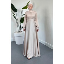 Merven Akyüz Ruby Grace Çapraz Saten Abiye Taş