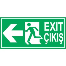 İnterform Fosforlu Exit Çıkış Sol Yön Levhası 12 x 25 cm Yapışkanlı