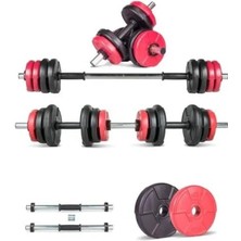 Esranın Dünyası Çok Fonksiyonlu Kırmızı-Siyah Halter ve Dambıl Seti