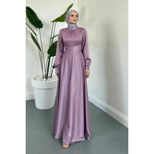 Merven Akyüz Ruby Grace Çapraz Saten Abiye Lila