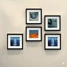 Aley Life Yapışkanlı Siyah Sök Tak 21 X21 cm Paspartulu Klasik Kare Çerçeve Set - 5'li Paket