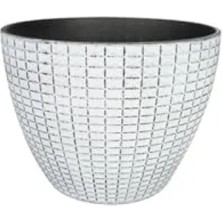 Esranın Dünyası Beyaz Desenli 22 cm Plastik Saksı