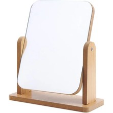 Esranın Dünyası 360 Derece Dönebilen Ahşap Masaüstü Makyaj Aynası, 13X18 cm