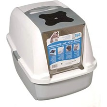 Esranın Dünyası Gri Renkli Kapalı Kedi Tuvalet Kabini