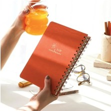 Esranın Dünyası Keten Kapaklı Tarihsiz A5 Spiralli Not Defteri - Mercan Renk