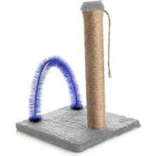 Esranın Dünyası Kedi Tırmalama Tahtası, Peluş ve Hasır Malzeme, 40 cm Yükseklik (Gri)