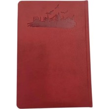 Esranın Dünyası Lüks Deri Kapaklı Çizgili Defter - Kırmızı