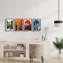 TASARIM ŞEYLER Dünya Şehirleri Serisi - 4 Parçalı Sanatsal Mdf Tablo Seti (Paris-Ny-Japonya-Venedik)