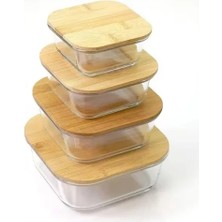 Esranın Dünyası Bambu Kapaklı Vakumlu Cam Saklama Kabı Seti - Hava Geçirmez