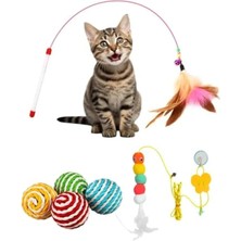 Esranın Dünyası Interaktif Kedi Oyuncağı Seti, 3 Parça (Peluş, Oyun Oltası, Ip Sarmalı Oyun Topu)