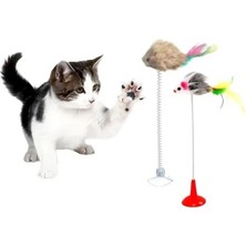 Esranın Dünyası Etkileşimli Vantuzlu Tüylü Kedi Oyuncağı Seti - Hareketli ve Sesli Peluş Fareler
