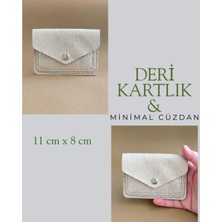 Hakiki Deri Minimal Avuçiçi Simli Sade Tasarım Kadın Cüzdan Kartlık Drc-19