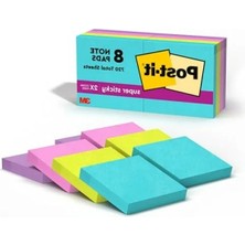 Esranın Dünyası Süper Yapışkan Not Defterleri, 8 Adet, 4,8 x 4,8 Cm, Neon Renkler