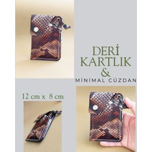 Hakiki Deri Minimal Avuçiçi Yılan Desen Tasarım Erkek Cüzdan Kartlık Drc-20