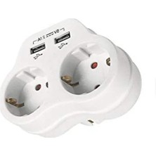 Esranın Dünyası Ikili Topraklı Priz - USB Çıkışlı, 2A, Beyaz