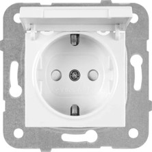 Esranın Dünyası Topraklı Çocuk Korumalı Priz, Beyaz, Çerçevesiz