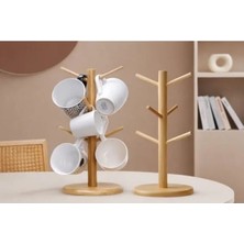 Esranın Dünyası 6'lı Seramik Kupa Seti ve Bambu Kupa Askılığı