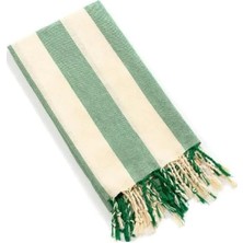 Esranın Dünyası Yeşil Çizgili %100 Pamuk Banyo ve Plaj Havlusu - 100 x 180 cm