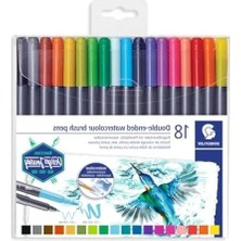 Esranın Dünyası Çift Uçlu Keçeli Kalem Seti, 18 Parlak Renk