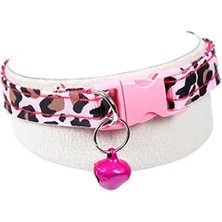 Esranın Dünyası Leopar Desenli Pembe Renk Ayarlanabilir Kedi ve Köpek Tasması