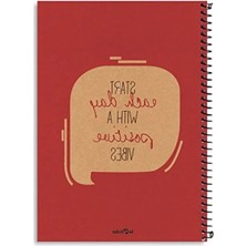 Esranın Dünyası Kırmızı Eco Kraft Sert Kapaklı Defter - 200 Sayfa, Spiralli, Sarı Kağıtlı