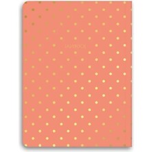 Esranın Dünyası Puantiyeli Mini Defter - Çizgili, Mercan Renk, 14X20 cm