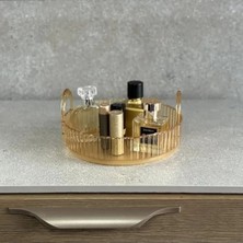 Esranın Dünyası Yuvarlak Makyaj Organizeri - Kozmetik Düzenleyici (Amber Sarı)