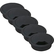 Esranın Dünyası Masa Üstü Kablo Kanalı Deliği Kapağı, Siyah, 6 cm (5 Adet)