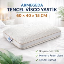 armegeda sıradışı tasarımlar Armegeda Tencel Visco Ortopedik Yastık 60X40X15 cm Boyun Destekli Memory Foam Yastık