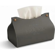 Esranın Dünyası Şık Deri Masa Üstü Peçetelik - Antrasit Gri