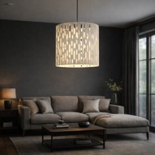 Zeniz Objects Brutalist Dokulu Sarkıt Avize | Modern Tasarım Silindir Avize | Beyaz Minimal Tavan Lambası