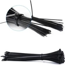 Esranın Dünyası 3,6X370 Siyah Kablo Bağı, Plastik Cırt Kelepçe, 100 Adet