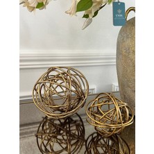 YNSK Geoball | Ithal 2'li Lüks Metal Yumak Sarmal Dekoratif Obje