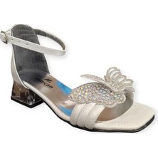 Minican 151 Taşlı Kelebek Toka Topuklu Çocuk Abiye Sandalet